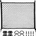 RED WOLF Elastic Cargo Net for SUV Rear Trunk Bed Netting Cover Net Stretchable Mesh Organizer 32" x 24" Stretch to 63"x43" with Fixing Hooks D-Rings Luggage Cover