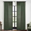 XTMYI Living Room Drapes 70 Inch Wide by 84 Long for 72 in Width Window, Back Tab Hooks Pleated Linen Cotton Extra Wide Boho Semi Sheer Curtains for Bedroom Set 2 Panels,70x84 Inch Length,Olive Green (Loden)