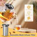 Glass Teapot with Infuser and Lid, 1300ml/43oz Borosilicate Glass Teapot with Stainless Steel Mesh Infuser for Loose Leaf & Blooming Tea, Stovetop & Microwave Safe