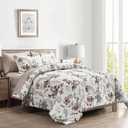 6 Pieces Bed in a Bag Twin Comforter Set with Sheets, Beige Floral Design, Soft Microfiber Bedding Sets for Kids (1 Comforter, 2 Pillow Shams, 1 Flat Sheet, 1 Fitted Sheet, 1 Pillowcases)