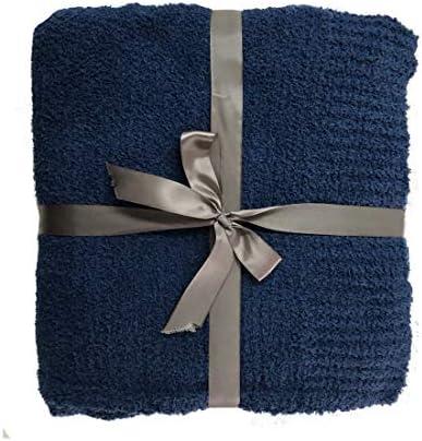 JOOJA Knit Throw Blanket Super Soft Warm Blanket for Couch Lightweight Fluffy Blanket for Bed Sofa 50x60 Inches Navy Blue