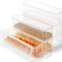 6 x 6 Pcs Large Airtight Pasta Storage Containers, BPA-Free Plastic Spaghetti Noodle Holder with Lid, White Rectangular Food Canisters for Kitchen Pantry Organization, 3 x 12 x 3 Inches