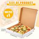 PerKoop 100 Pcs 12" x 12" Pizza Boxes Bulk 12inch Empty Cardboard Pizza Box Reusable Square Food Serving Container for Takeout Bakery Restaurant Party Supplies(White and Kraft)