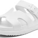 Haifago Women's Flat Sandals with Arch Support, Summer Beach Slip on Slides Comfort Lightweight H-Strap Sandal Adjustable Buckle