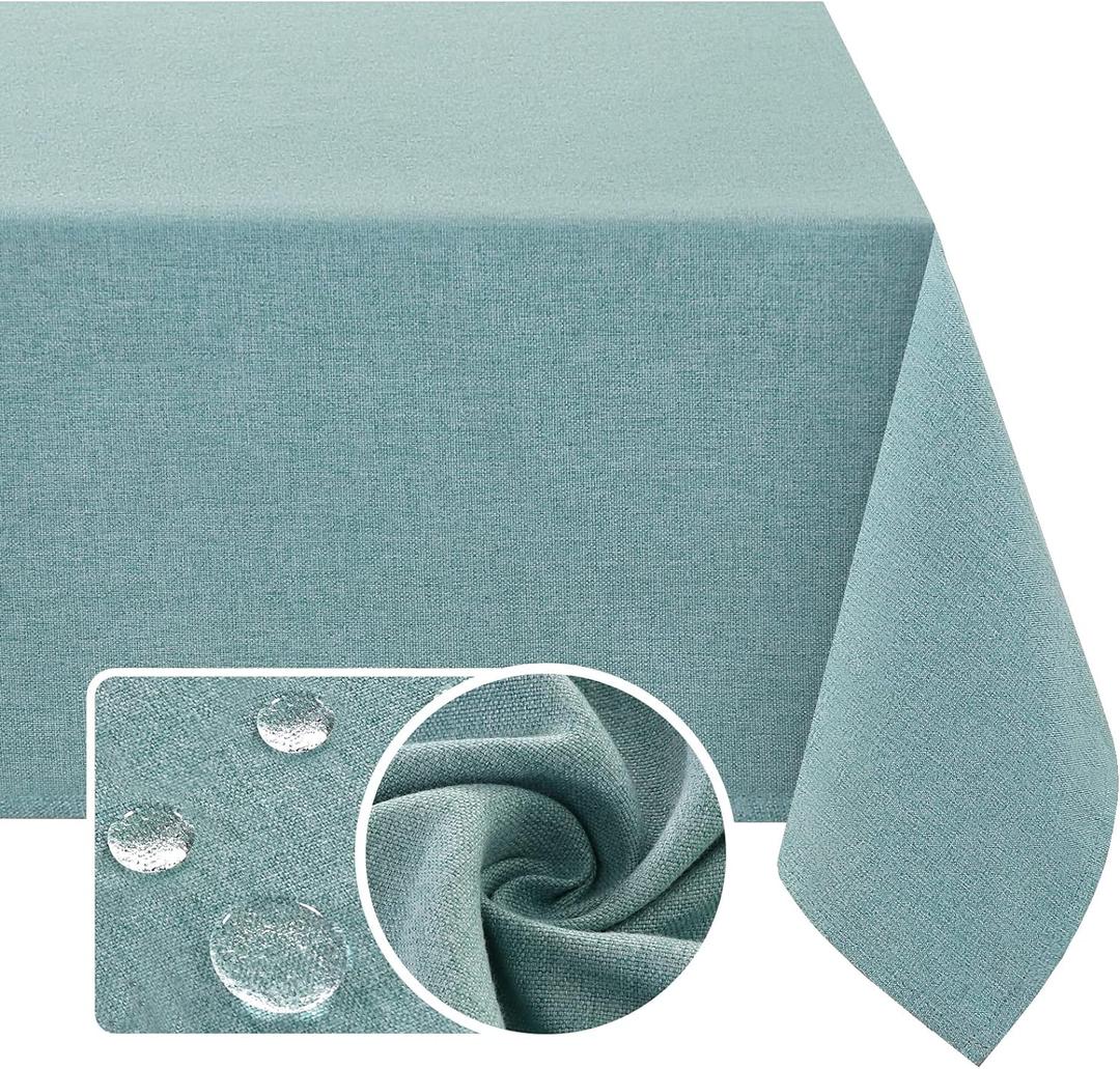 H.VERSAILTEX Linen Textured Tablecloth 54 x 54 Waterproof Decorative Table Cloth Spill-Proof Linen Look Cover for Party Table Extra Soft and Thick Fabric Wrinkle Free, Heather Aqua