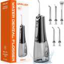 Water Dental Flosser Pick for Teeth - 300ML Portable Cordless Oral Irrigator, Rechargeable Irrigation Cleaner Professional Electric Flossing Machine for Teeth Cleaning Power Flosser Travel (Black)