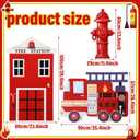 AceOrbit 3 Sets Firetruck Birthday Decorations Firefighter Party Decorations Large Fire Truck Party Supplies with Firetruck Hydrant Fire Station for Fireman Firefighter Birthday Favors Photo Backdrop