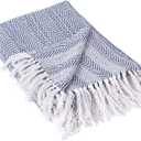 DII Herringbone Striped Collection Cotton Throw Blanket, 50x60, Nautical Blue