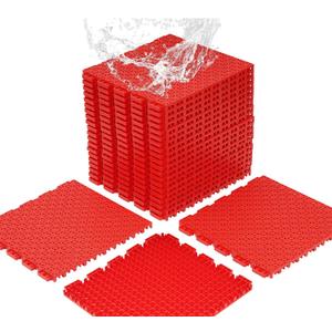 jxgzyy 24 PCS Basketball Court Tiles, 5/8 Inch Thick Modular Interlocking Outdoor Floor Tiles Over Grass, Non Slip PP Drainage Mat for Tennis Court Drain Deck Pool Patio Shower Garage Balcony