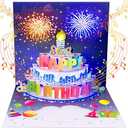 Musical Birthday Cards with Light and Music, Blowable, 3D Birthday Popup Cards for Men & Women Plays Hit Song 'HAPPY Birthday' (pink)