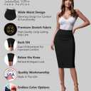Hybrid & Company Women's Premium Nylon Ponte Stretch High Waist Pencil Suit Skirt Below Knee (Black, XL)