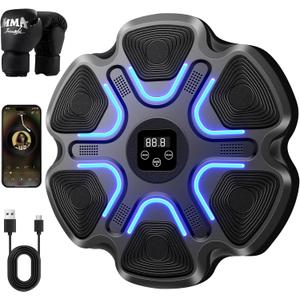 Smart Music Boxing Machine for Adults and Kids, Bluetooth Boxing Equipment with Boxing Gloves, Wall Mounted Electronic Punching Machine for Home Gym Workout Indoor