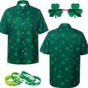 St Patricks Day Shirt Men St. Patrick's Day Hawaiian Shirt for Men St Patricks Day Accessories (Green)