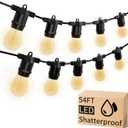 LED Outdoor String Lights, Shatterproof Waterproof 54Ft (Maximum 918Ft) Hanging Warm 2700K S14 Edison Bulbs Lighting for Patio Yard Porch Bistro Garden (54FT)