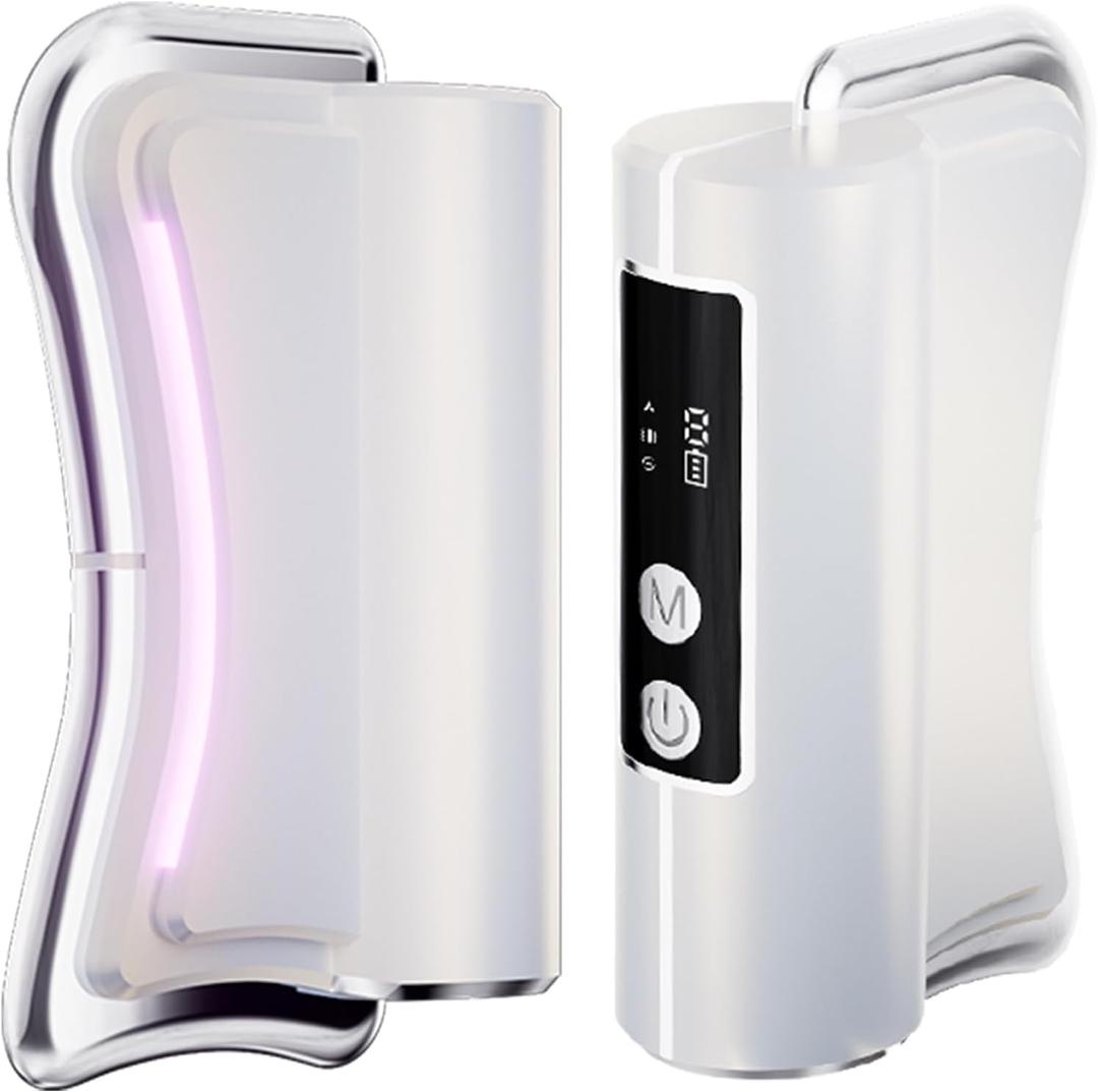 Heated Muscle Scraper Massage Tool,4 in 1 Electric Fascia Knife Gua Sha Tool for Whole Body Relaxation & Skincare with Light-Care 4 Modes 3 Levels, for Deep Tissue-White