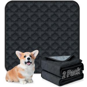 Washable Pee Pads for Dogs - 2 Pack Reusable Pee PadsWaterproof Puppy PadsPet Training PadsSuper Absorbent with Dog Paw Shape Non-Slip Backing (Dark Grey, 24" X 24" - 2 Pack)