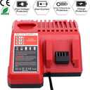 Lasica 12V 18V Multi-Voltage Battery Charger Compatible with Milwaukee 3.0A 12V/18V 48-59-1812 Rapid Charger Compatible with Milwaukee Lithium Heated Jacket Power Tool Battery Packs