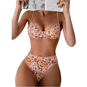 SOLY HUX Women's Floral Print Swimsuit Underwire Bathing Suit Two Piece Bikini Sets
 Medium