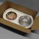 Elevated Cat Bowl, Raised Cat Food and Water Bowl Set for Indoor Cats, Splash Proof with 2 Stainless Steel Pet Food Bowls for Cats and Puppies, Whisker Fatigue and Dishwasher Safe - White