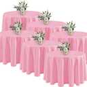 Fitable 6 Pack Pink Round Tablecloths - 120 Inches in Diameter - Stain Resistant and Washable Table Clothes, Polyester Fabric Table Covers for Wedding, Party, Banquet, Formal Events