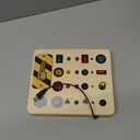 Busy Board Montessori Toys for Toddler, Wooden Sensory Board Switch Toy with Shape Sorter LED Light Up Toys Educational Plane Travel Activity for Girls & Boys