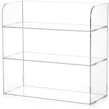 Jusalpha 3 Tier Clear Acrylic Organizer Shelf for Cosmetic Perfume Skincare Makeup Toy Spices Standing Tabletop Vanity Tray Shelf Multifunctional Sturdy Display Showcase (12''x 4''x 12'')…
