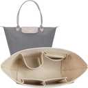Lckaey Purse Organizer Insert for longchamp(Small) shor thandle Handbags Organizer 1012Beige-S