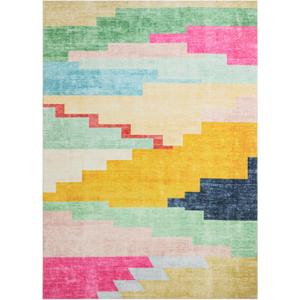TOWN & COUNTRY PLAY Nara Southwest Pop Kid's Washable Area Rug, Soft & Plush, Safe Non-Slip Backing, Bedroom Rug, Dorm Decor, Playroom & Classroom Rugs, Pink/Multi, 7'10"x10'2"