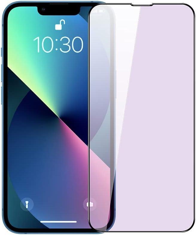 PERFECTSIGHT Anti Blue Light Screen Protector Designed for iPhone 13/ iPhone 13 Pro 2021 6.1 inch, HD Clear Blue Light Blocking Tempered Glass - Eye Protection (Purple)