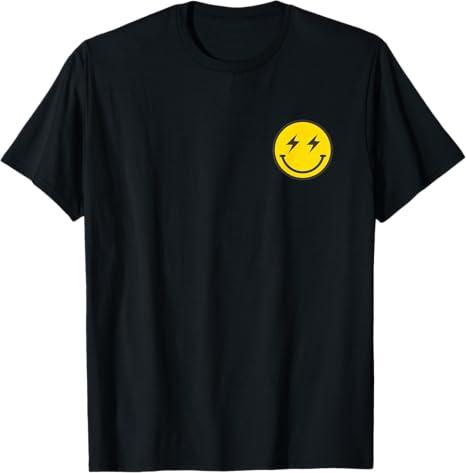 Minimalist 80s Lightning Bolt Eyes Happy Smiling Smile Face TShirt, XXL