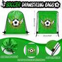 Grneric 110 Pcs Soccer Party Favors Drawstring Bags with Keychains Silicone Bracelets Stickers Soccer Goodie Bags Gift Bags for Sports Birthday Party Supplies Soccer Themed