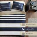 Comfort Spaces Quilt Set Trendy Casual Fun, Vibrant Color Design, Hypoallergenic All Season, Lightweight Coverlet Bedspread Cozy Kids Bedding & Sham Twin/Twin XL Verone White Blue Stripe 2 Piece