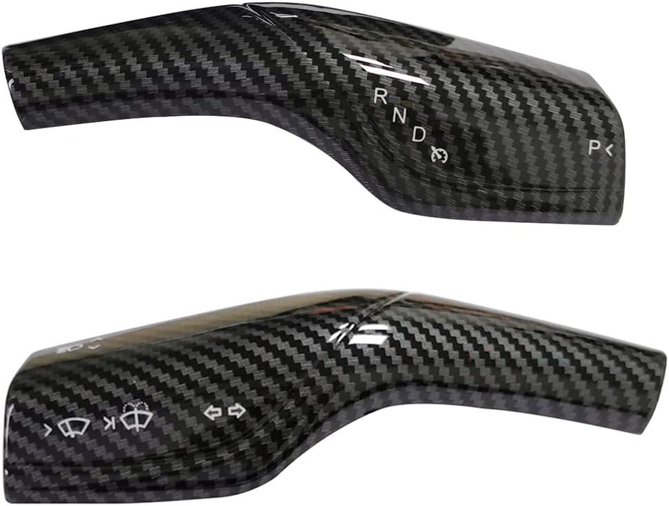 Compatible with Tesla Model 3 Model Y Column Gear Shift Cover Lever Steering Wheel Interior Protection Accessories(Carbon Fiber Pattern)