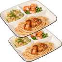 10inch Ceramic Divided Plates Set of 2,3 Compartment Portion Control Plate,Reusable Bariatric Plate for Adults,White Dinner Plates for Balanced Meal,Rectangular Porcelain Serving plates