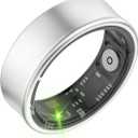 Smart Ring for Men & Women - 5ATM Waterproof, Health & Fitness Tracker, Heart Rate Monitor, Hand Gesture Brush Tiktok, Titanium Alloy Smart Rings for iOS/Android(Matte Silver #11)