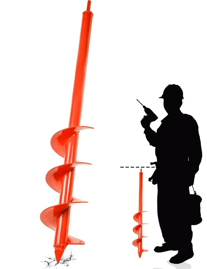 4" x 25" Upgraded Auger Drill Bit for Planting, Extanded Length Garden Auger Drill Bit for 3/8" Hex Drive Drill, Garden Spiral Hole Drill Planter for Bulb Planting, Bedding Plants, Umbrella Holes