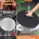 20" Wooden-Handle Fire Pit Lid for Pits up to 18", Round Metal Bonfire Pit Burner Pan Cover, Smokeless Fire Pit Cover for Fire Tables, All-Weather Resistance Outdoor Firepit Accessory