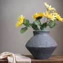 Rustic Black Ceramic Vase - 5IN Small Round Clay Vase Vintage Farmhouse Style Decor, Circle Wabi Sabi Vases for Farmhouse Home Decor, Decor Living Room, Table, Shelf