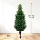 4Ft Artificial Cedar Topiary Trees (4-Pack) - UV Resistant Fake Shrubs with Ground Spike for Outdoor & Indoor Use, Front Porch, Garden Decor