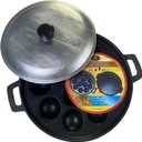 Banh Khot Pan with Lid (Khuon Banh Khot) – 8-Cup Vietnamese Pancake Mold, 25 cm Round Aluminum Pan, ~2.36" Cups, Classic Domed Aluminum Lid, for Gas/Electric Stovetop, Home Street-Food Snacks