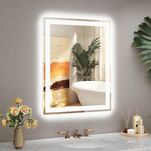 20x28 LED Bathroom Mirror with Lights, Super Bright Front & Backlit Vanity Mirror for Wall, Anti-Fog & Memory Smart Mirror, 5mm Shatter-Proof Tempered Glass, ETL Listed, Vertical/Horizontal