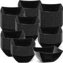 Sliner 100 Pcs Square Plastic Bowls 8 oz Plastic Serving Bowls Disposable Chip Containers for Parties Snack Fruit Candy Containers for Candy Buffet Salad Bar Buffet Party Supplies(Black)