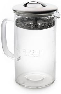 Rishi Tea Simple Brew Teapot - For 20oz Loose Tea Preparation, Built-in Strainer, Everyday Teaware, Easy to Clean, Borosilicate Glass, Enjoy Hot or Iced - 600ml