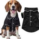 Dog Silk Pajamas Shirts Puppy Satin Pjs Pet Sleepwear Soft Faux Silk Lapel Two-Legged for Small Dogs Bridal Party