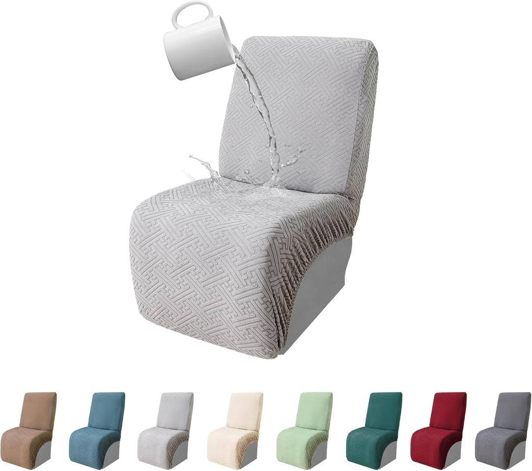 100% Waterproof Sectional Recliner Couch Covers for Reclining Couch L Shaped Corner Sectional Sofa Cover Jacquard Stretch L Shape Recliner Slipcovers (Additional Seat Cover, Light Gray)