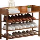 Bamboo Shoe Rack Organizer, 4 Tier Shoe Shelf Storage Organizer, for Entryway, Hallway, and Closet (Brown-31.5)