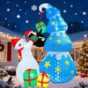 8FT Christmas Inflatables Giant Christmas Tree Yard Decoration, Xmas Blow Up Snowman Penguin Gift Box Outdoor Decorations with Falling Snow LED Lights for Holiday Lawn Decor, Xmas Gifts