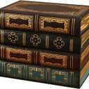 2 Pack Decorative Book Boxes Wooden Antique Book Decorations Vintage Book Storage Box (Style A)