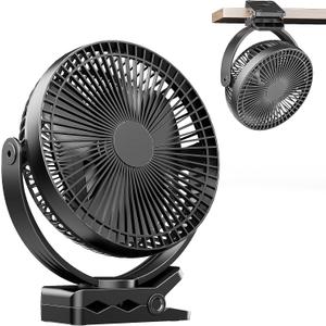 ATEngeus USB Desk Fan, Rechargeable Portable Fan, 8-Inch Clip on Fan, 10000mAh Stroller Fan, 4 Speeds Strong Airflow, 720 Rotation, with Sturdy Clamp, Suitable for home, office and stroller (TF-29B-8'')