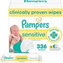 Pampers Baby Wipes, Sensitive, Water Based Wipe, Clinically Proven, Hypoallergenic, and Unscented for Babies, 336 Wipes Total (4 Flip-Top Packs)